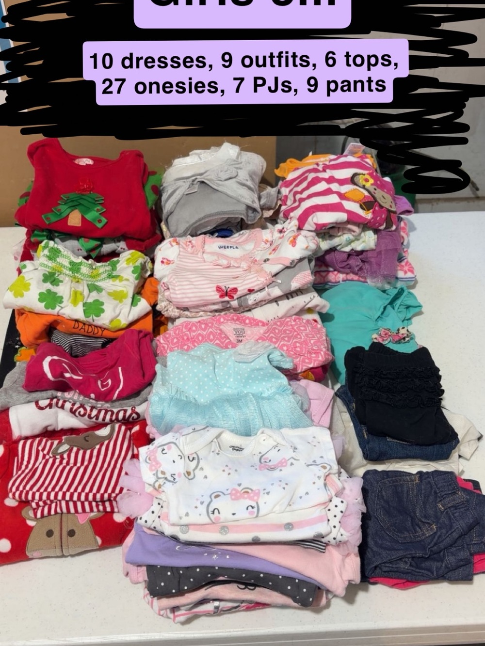 Multi-Color Girls Clothing Lot - Pink, Red, Blue, Green, Purple, White